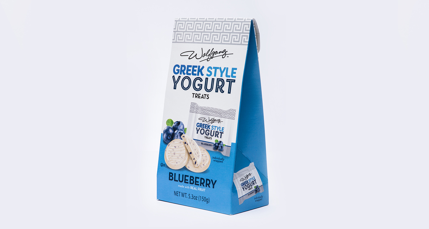 Consumer packaging shown for yogurt treats