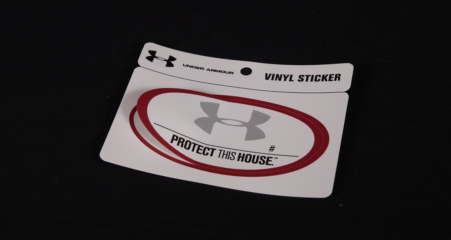 Pressure sensitive labels for under armour